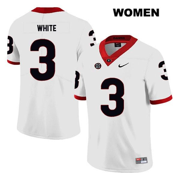 Georgia Bulldogs Women's Zamir White #3 NCAA Legend Authentic White Nike Stitched College Football Jersey CDO5556QE